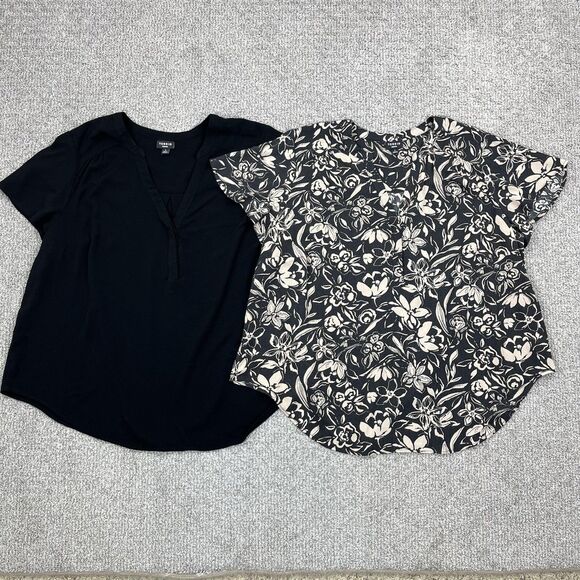 torrid Tops - Torrid Tops Womens 1X Black Floral Harper Short Sleeve Blouse Lot 2 Plus Basic